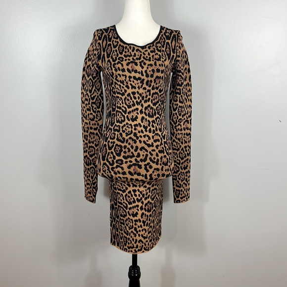 BCBG MaxAzria Sheena French Leopard Print Bodycon Dress - Mob Wife Aesthetic - Picture 7 of 17